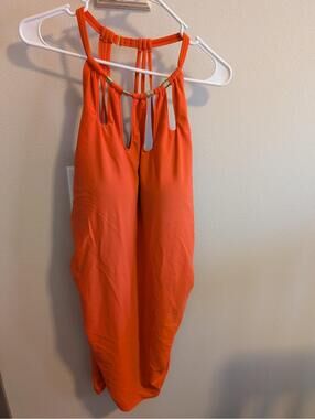 Swim by Cacique Size 24 Orange Tankini Top Plus Size Strappy Bra EUC Quality